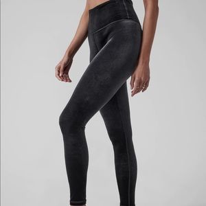 Athleta Elation Ultra High Rise Black Velvet Tights Size Small